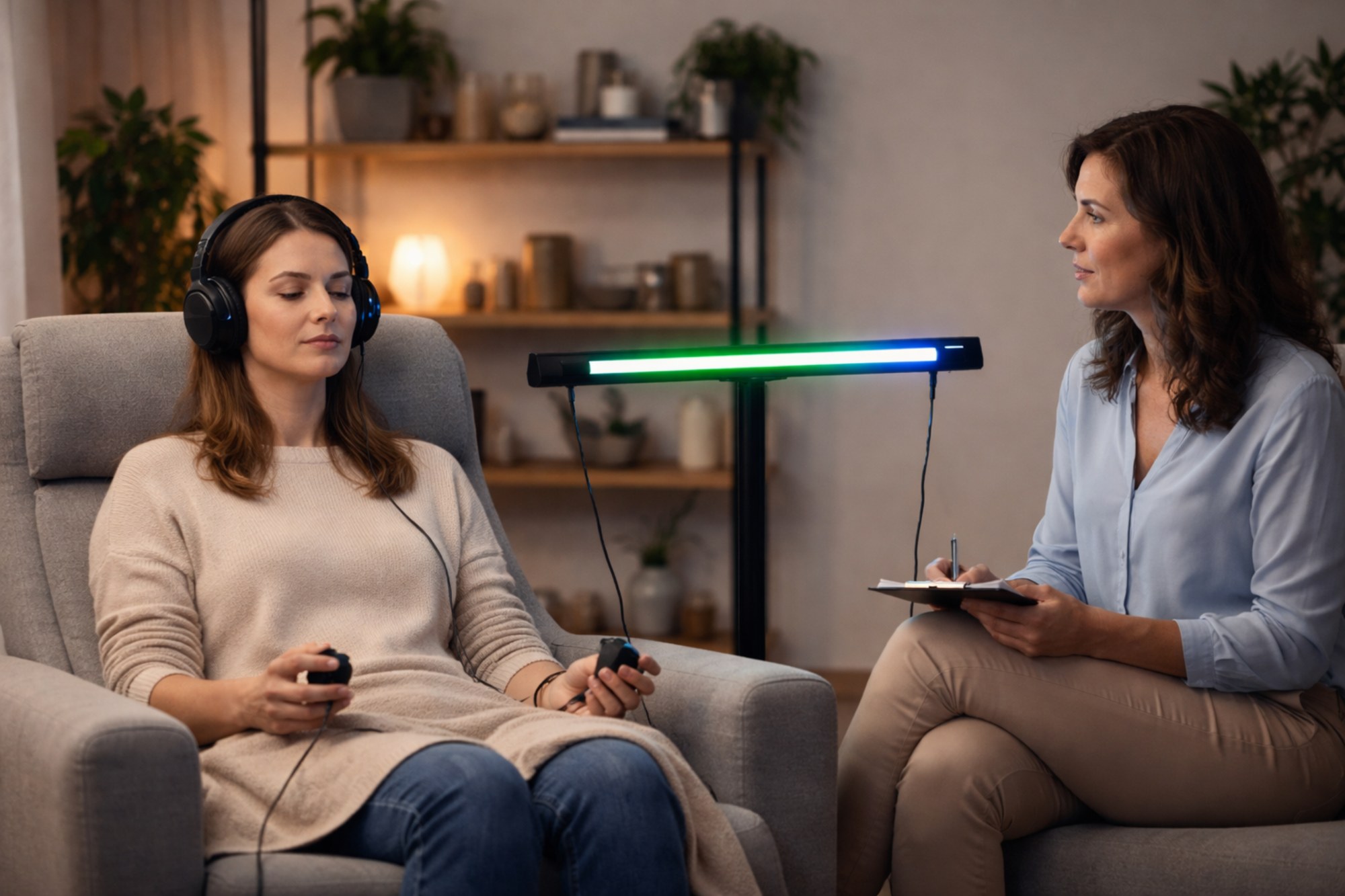 EMDR therapy equipment in session